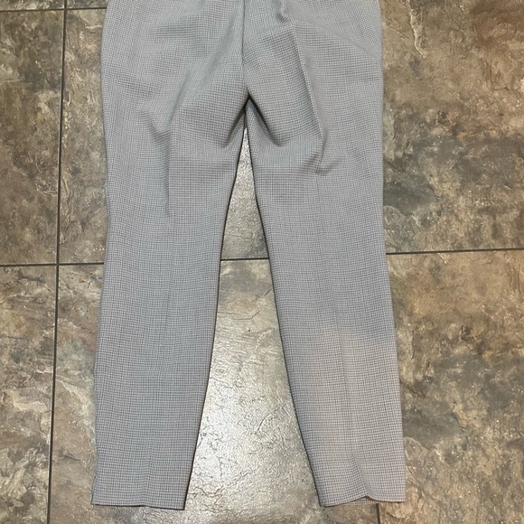 WHBM skinny tapered tiny plaid grey black 0S zip button side closure - Picture 3 of 10